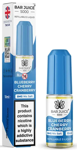 Bar Juice 5000 Nic Salt E-liquid Blueberry Cherry Cranberry 5mg