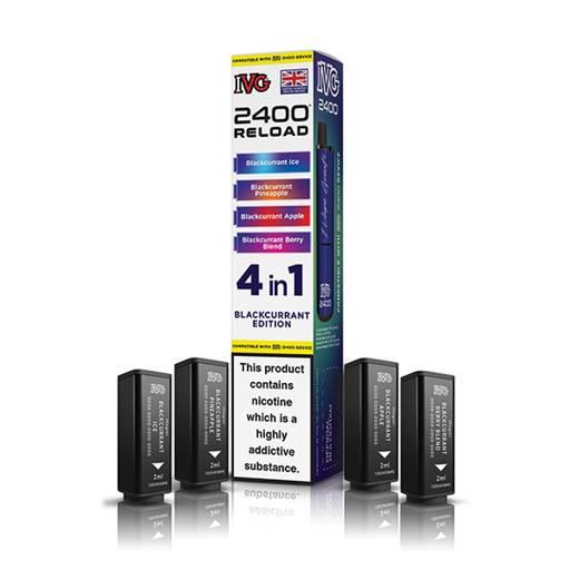 IVG 2400 Reload 4-in-1 Multi Flavour Prefilled Vape Pods Blackcurrant Edition
