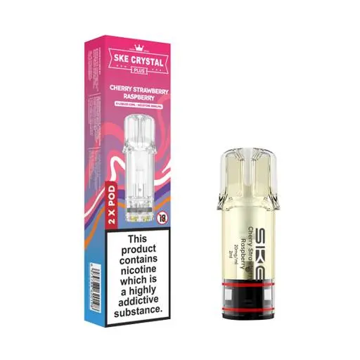 SKE Crystal Plus Prefilled Vape Pods Cherry Strawberry Raspberry