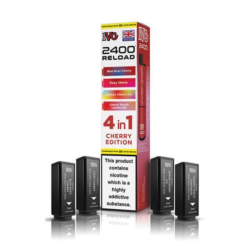 IVG 2400 Reload 4-in-1 Multi Flavour Prefilled Vape Pods Cherry Edition