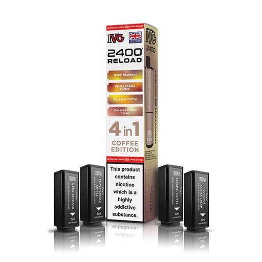 IVG 2400 Reload 4-in-1 Multi Flavour Prefilled Vape Pods Coffee Edition