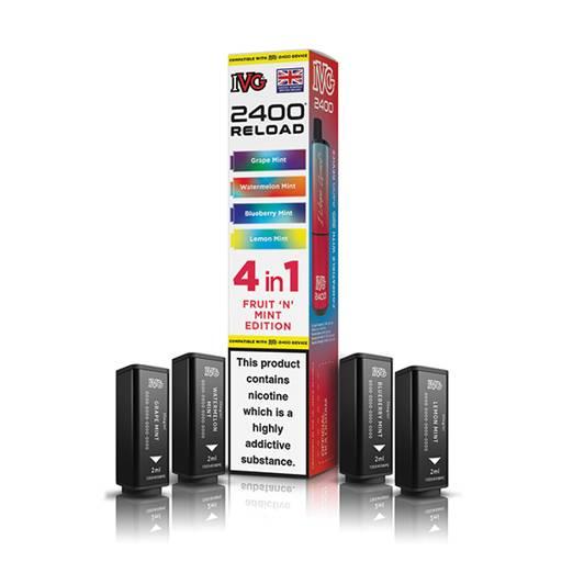 IVG 2400 Reload 4-in-1 Multi Flavour Prefilled Vape Pods Fruits 'N' Mint Edition