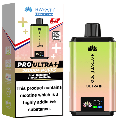 Hayati Pro Ultra Plus 25000 Prefilled Pod Kit Kiwi Banana + Straw Banana