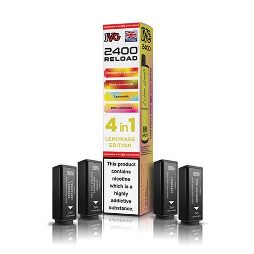 IVG 2400 Reload 4-in-1 Multi Flavour Prefilled Vape Pods Lemonade Edition
