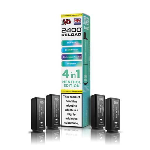 IVG 2400 Reload 4-in-1 Multi Flavour Prefilled Vape Pods Menthol Edition