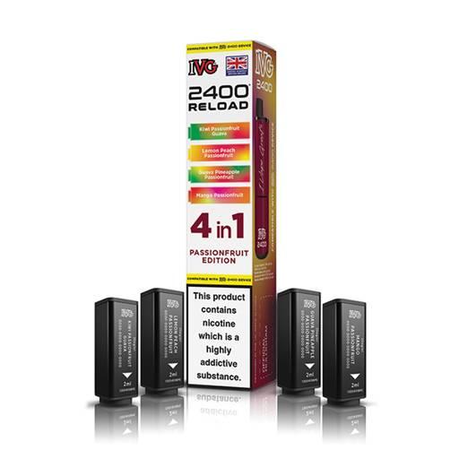 IVG 2400 Reload 4-in-1 Multi Flavour Prefilled Vape Pods Passionfruit Edition