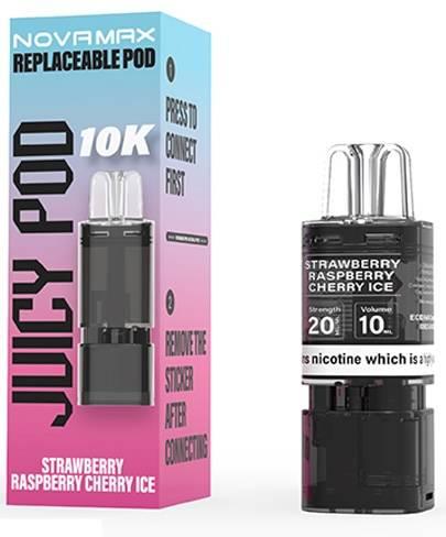 Juicy Pod Novamax 10K Prefilled Pods Strawberry Raspberry Cherry Ice