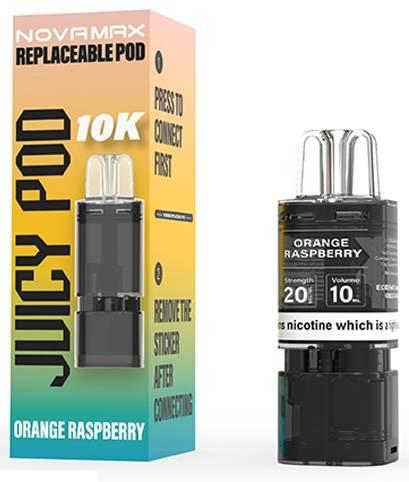 Juicy Pod Novamax 10K Prefilled Pods Orange Raspberry
