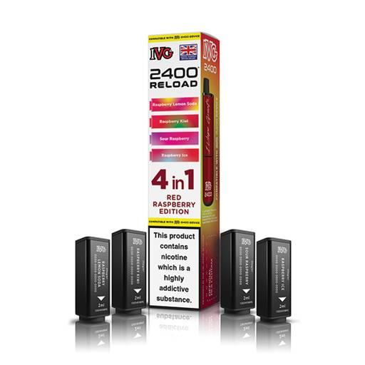 IVG 2400 Reload 4-in-1 Multi Flavour Prefilled Vape Pods Red Raspberry Edition