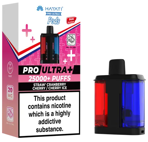 Hayati Pro Ultra Plus 25000 Prefilled Pods Straw Cranberry Cherry + Cherry Ice