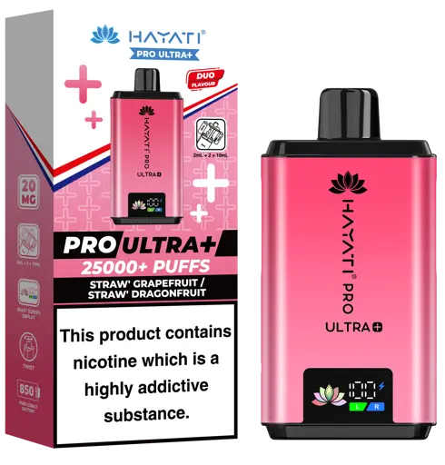 Hayati Pro Ultra Plus 25000 Prefilled Pod Kit Straw Grapefruit + Straw Dragonfruit