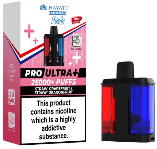 Hayati Pro Ultra Plus 25000 Prefilled Pods Straw Grapefruit + Straw Dragonfruit