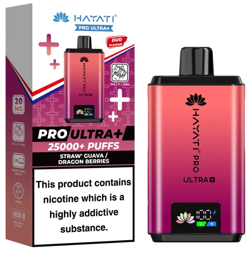 Hayati Pro Ultra Plus 25000 Prefilled Pod Kit Straw Guava + Dragon Berries