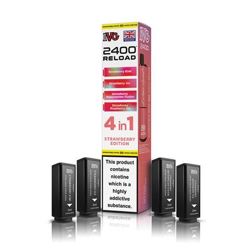 IVG 2400 Reload 4-in-1 Multi Flavour Prefilled Vape Pods Strawberry Edition