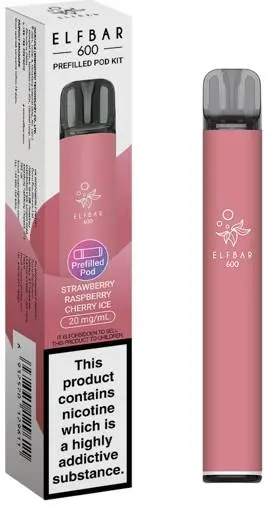 Elf Bar 600 Prefilled Pod Kit Strawberry Raspberry Cherry Ice