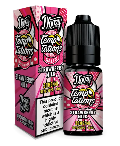 Doozy Temptations Nic Salt E-Liquids Strawberry Milk 10mg