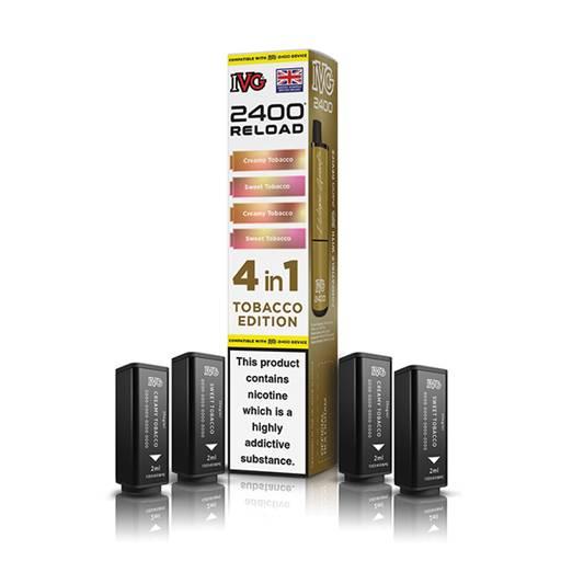 IVG 2400 Reload 4-in-1 Multi Flavour Prefilled Vape Pods Tobacco Edition