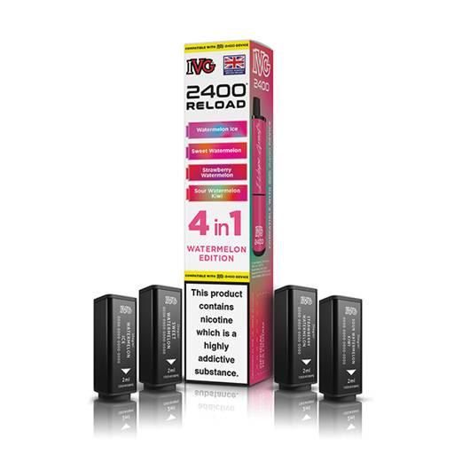IVG 2400 Reload 4-in-1 Multi Flavour Prefilled Vape Pods Watermelon Edition