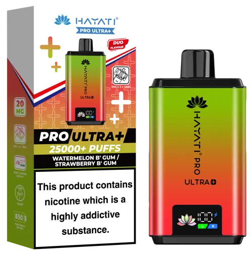 Hayati Pro Ultra Plus 25000 Prefilled Pod Kit Watermelon B’Gum + Strawberry B’Gum