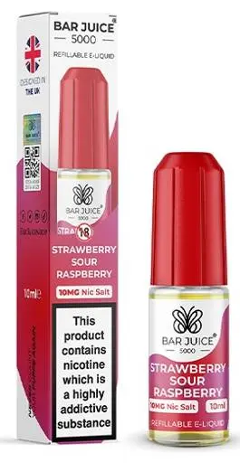 Bar Juice 5000 Nic Salt E-liquid Strawberry Sour Raspberry 10mg