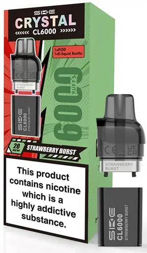 SKE Crystal CL6000 Prefilled Vape pods Strawberry Burst